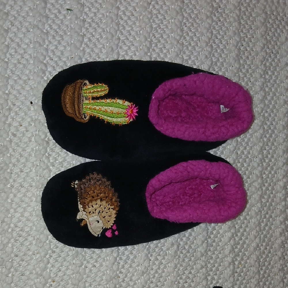 Cozy Black and Pink Kids Slippers